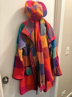 Aran Sweater Market Donegal Sunshine Set NWT Coat Scarf Hat Peaky Blinder